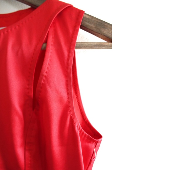 Rachel Roy NWT Geranium Red Silk Effect Sheen Sheath Dress 2 - Picture 5 of 9